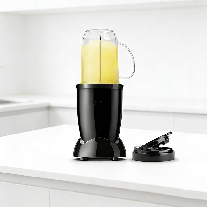 4 Piece Black Personal Blender 250W 16oz Compact Portable Blender with Stainless Steel Cross Blade &amp To-Go Lid Dishwasher Safe for Smoothies Salsas Dips Cocktails 2026 Kitchen Essential