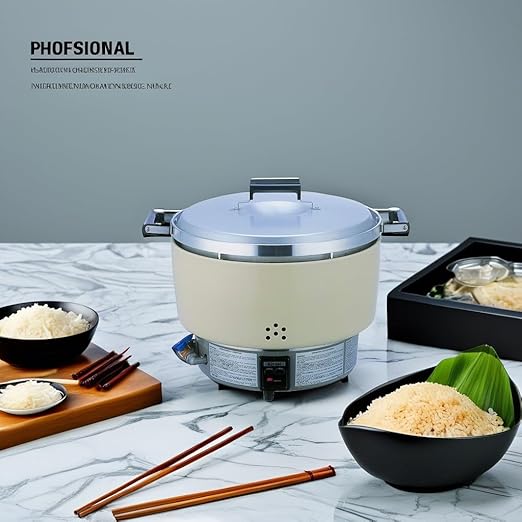 Thunder Group RER55ASN Rice Cooker Natural Gas 55 Cup uncooked Rice Capacity 23 x 18-1/2 x 17-3/4 Lift-Off Cover Automatic simmers Piezo Pilot Ignition Accurate an