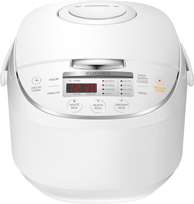 CUCHEN CRM-G0601WUS | 6 Person | Micom Rice Cooker 6 Cup (Uncooked) 1.4Quarts | 12 Cup (Cooked) Slow Cooker and Warmer | Direct Touch control | Nonstick Inner Pot | Delay Timer