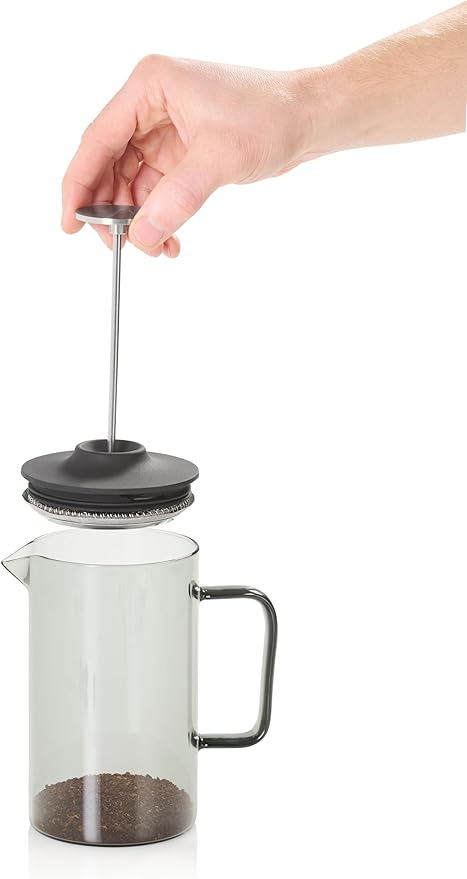AdHoc French Press Coffee Maker Impact - Manual Brewer with Heat-Resistant Glass &amp Stainless Steel Filter – Barista Tool for Aromatic &amp Full-Flavored Coffee - Dishwasher Safe