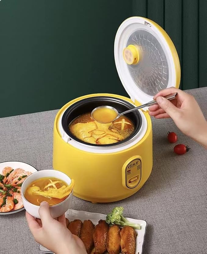 JYYBN Electric Rice Cooker Yellow Small Rice Cookers with Removable Non-Stick Rice Pot for Rice Meat Or Porridge Cooking