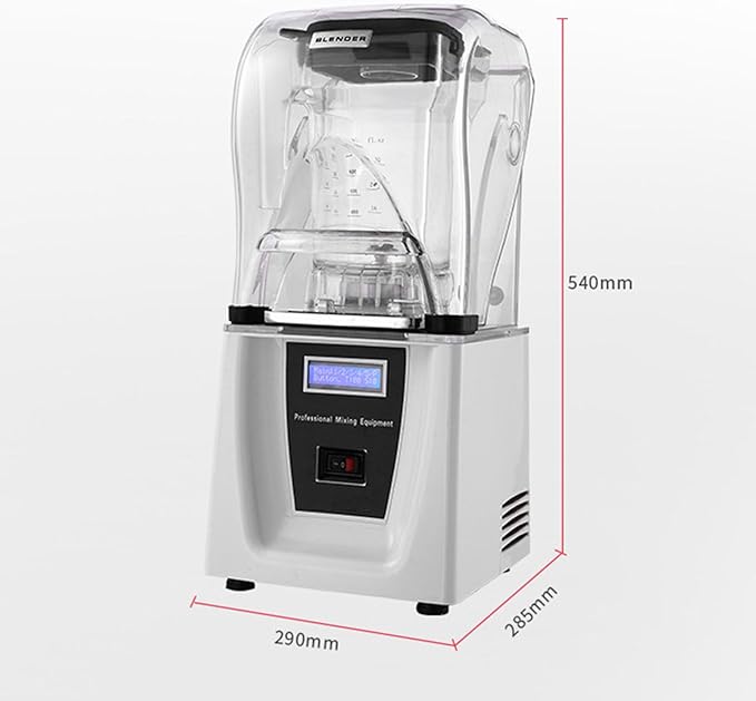 Commercial Soundproof Cover Smoothie Machine Food Processor 1.5L 1000W Detachable Lid Stepless Speed AdjustmentWhite