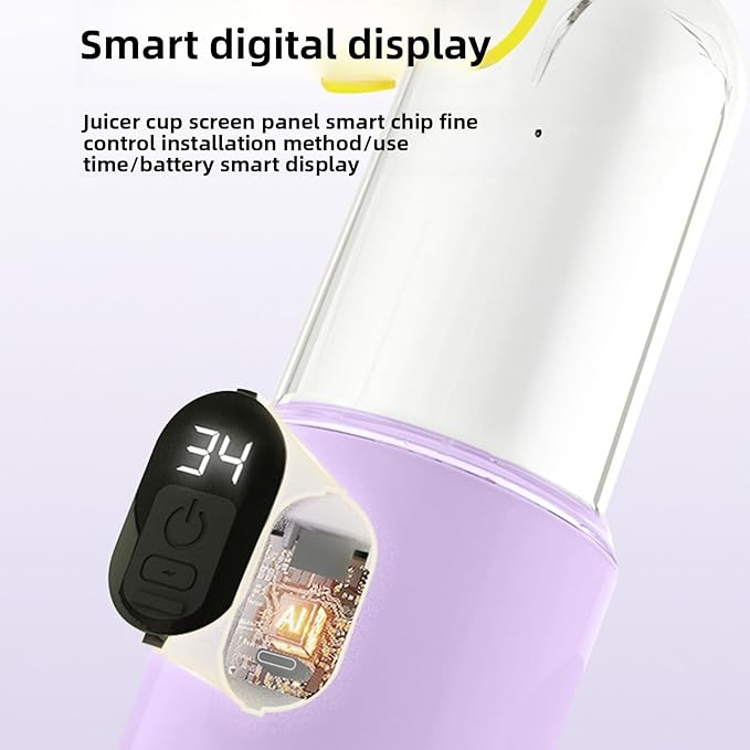 BAFOVY Rechargeable Portable Blender Cup USB Personal Blender with 16 Stainless Steel Blades 500ml Violet for Shakes Travel Gym
