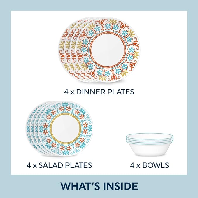Corelle Global Collection Vitrelle 12-Piece Dinnerware Set Triple Layer Recycled Glass Terracotta Dreams &amp Global Collection Vitrelle Dinner Plates Set Triple Layer Recycled Glass