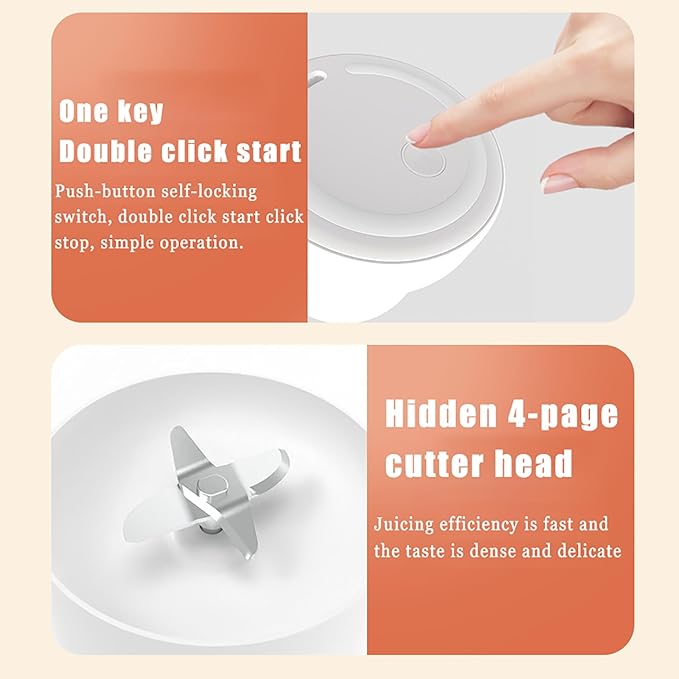 Portable Blender Small Juicer Cup 450ml with Cross-Shaped Hided Blades 2000 RPM and Blending Easily Magnetic Induction Charging and Easy to Clean for Travel Camping Gym Office Home