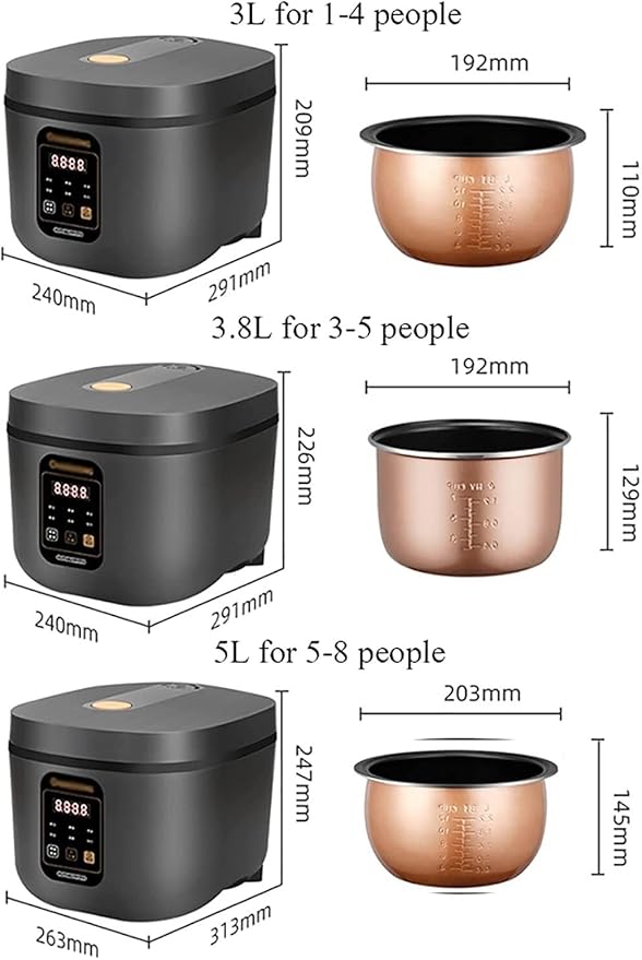 HousewaresRice Cooker with Steamer Non-Stick Inner Pot Intelligent Insulation Make Rice &amp Steam Healthy Food &amp Vegetables(5L) ﻿