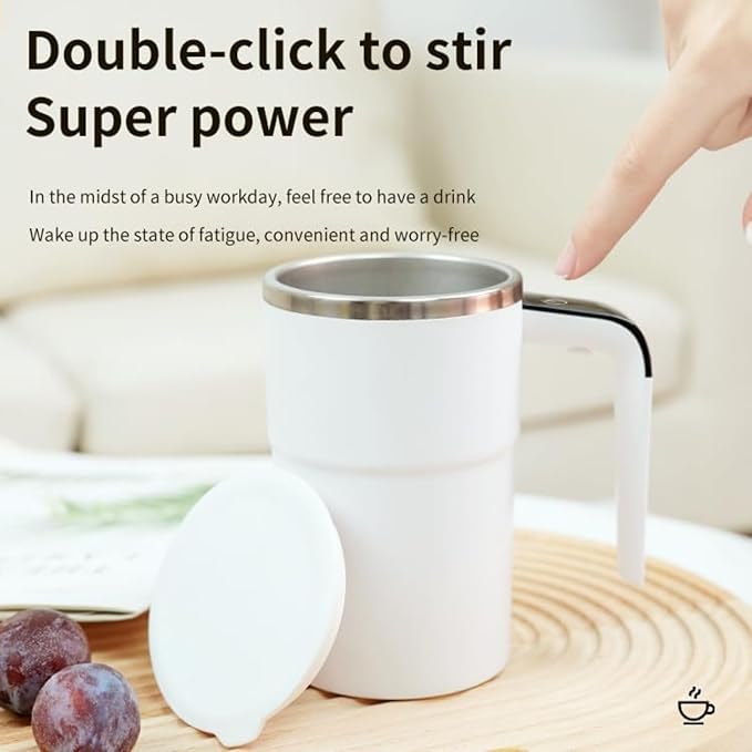 Self-Stirring Magnetic Coffee Cup with Temp Display 16oz/380ML Type-C Rechargeable Touch Lcd Display Safe &amp Food-Grade Easy to Clean (Black1PCS)
