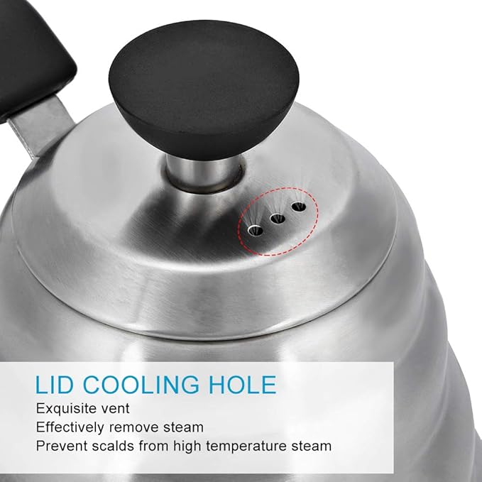 Stainless Steel Coffee Kettle Gooseneck Pot Pour Over Coffee Maker Precise Water Control Durable Scratch For Home Bar Shop 304 Stainless Steel 1200ml 1000ml (1200ml)