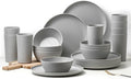 24-Piece Dinnerware Set Service for 8 Unbreakable Plates and Bowls Set BPA-Free Dishwasher Safe Gray Tableware for Kitchen Party and Picnic