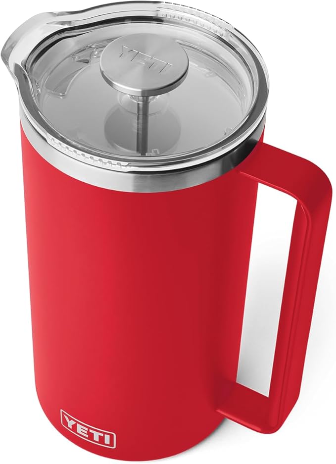 YETI Rambler 64 oz. French Press Coffee Maker with GroundsControl Filter Rescue Red