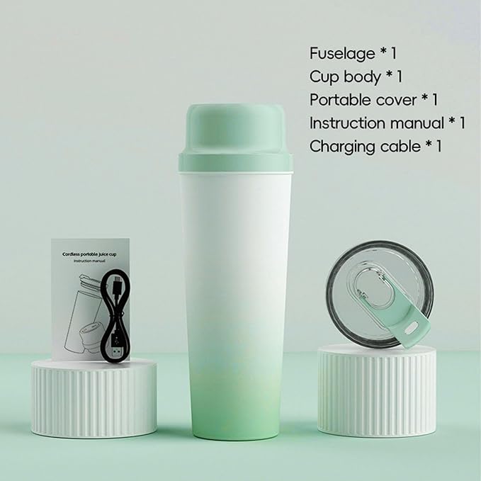 Focket Portable Blender 650ML Personal Blender for Shakes and Smoothies with Leakproof Lid and Sip Spout Rechargeable Cordless Portable Juicer for Home Office Travel (Green)