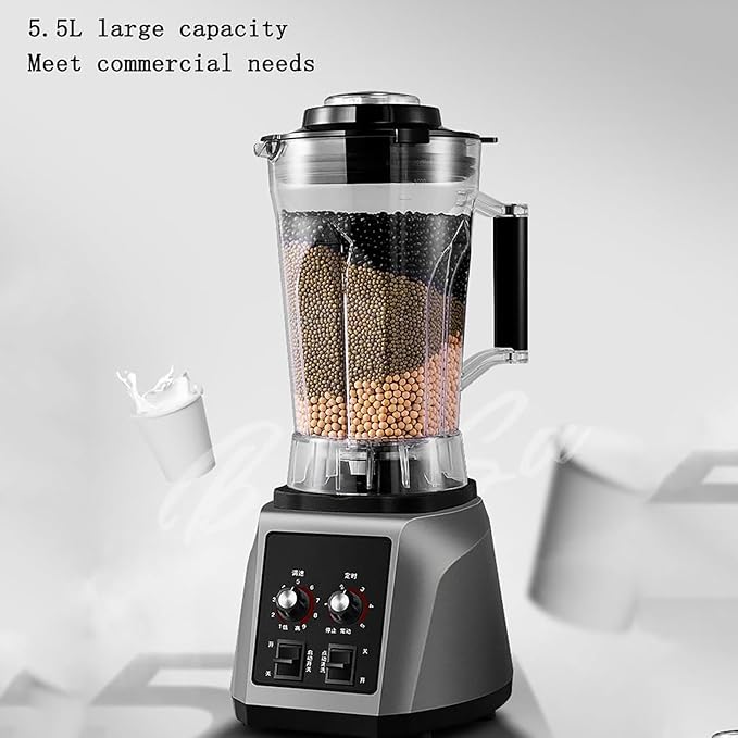 2200W Commercial Blender 5.5L Fully Automatic Soy Milk Maker Machine Large Capacity Nut Processor Machine Smoothie Blender Quiet Wall Breaking Machine with 8 Page Blade