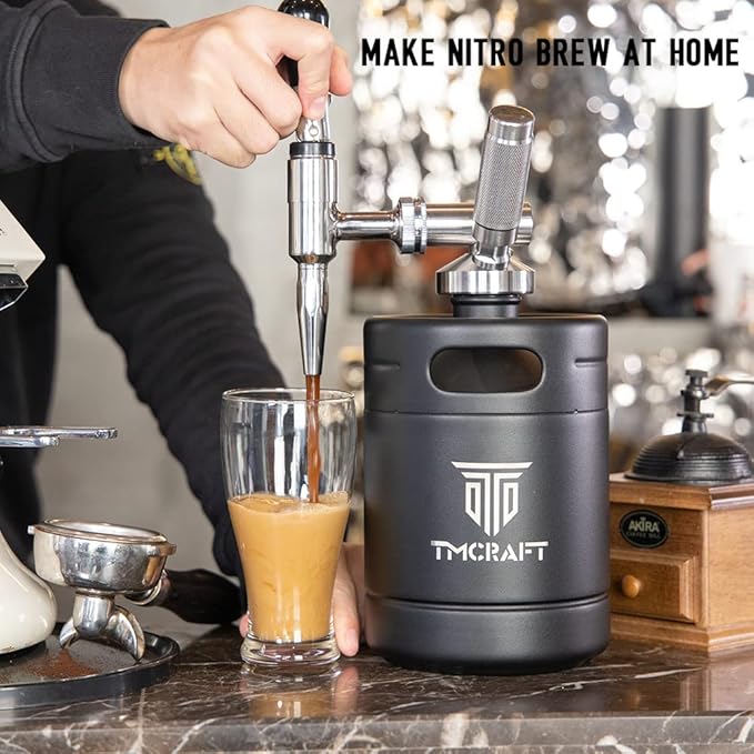TMCRAFT 64oz Nitro Cold Brew Coffee Maker Home Brew Coffee Keg with Stainless Steel Stout Creamer Faucet &amp Pressure Relieving Valve