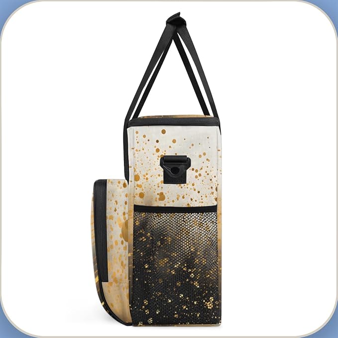 Glitter Coffee Maker Carrying Bag Gold Black Portable Travel Storage Tote Bag Compatible with K-Mini or K-Mini Plus Single Serve Coffee Brewer Carrying Case with Multiple Pockets &amp Shoulder Stra