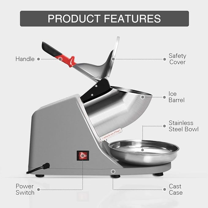 VIVOHOME Electric Ice Shaver Snow Cone Maker Machine Silver 143lbs/hr with VIVOHOME 4.75 Quart Stand Mixer 8 Speed Kitchen Electric Food Mixer