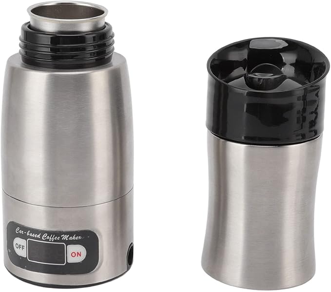 Car Coffee Machine 150ml Stainless Steel Portable Coffee Maker Dual Voltage Travel Coffee Brewer Fast Heating for Drivers Commuting Road Trips