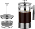 34 oz French Press Coffee Maker - Borosilicate Glass Coffee Brewer Stainless Steel Plunger Tea Press for loose Tea Heat Resistant Silver