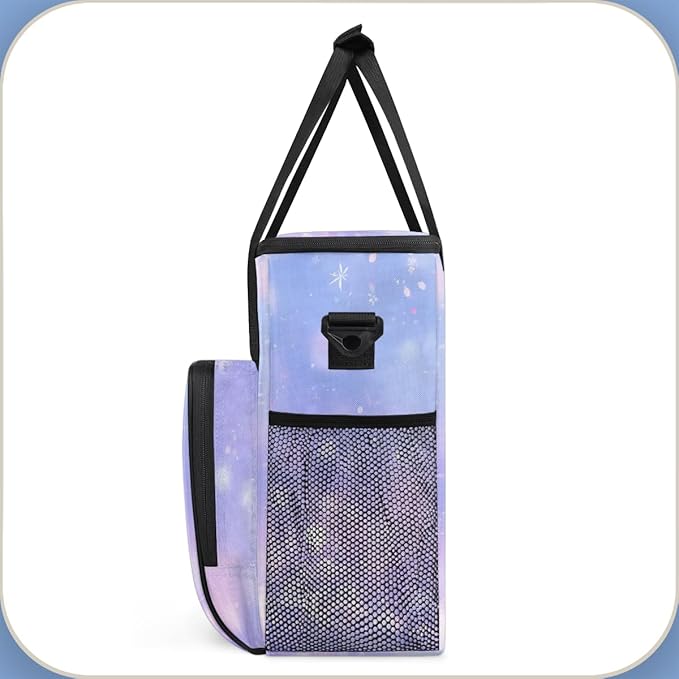 Glitter Coffee Maker Carrying Bag Blue Sequin Portable Travel Storage Tote Bag Compatible with K-Mini or K-Mini Plus Single Serve Coffee Brewer Carrying Case with Multiple Pockets &amp Shoulder Str