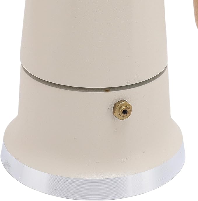SIXRUN Aluminum Alloy Octagonal Percolator Coffee Pot Maker with Safety Valve and Beech Wood Handle (White)