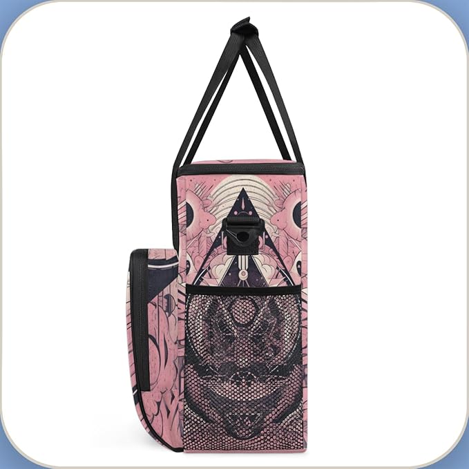 Pink Magic Circle Coffee Maker Carrying Bag Sacred Geometry Travel Storage Bag Compatible with K-Mini or K-Mini Plus Single Serve Coffee Brewer Carrying Case with Multiple Pockets &amp Shoulder Str