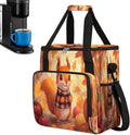 Cartoon Squirrel Pumpkin Maple Leaf Coffee Maker Carring Bag Travel Carrying Storage Tote Bag Compatible with Keurig K-Mini or K-Mini Plus Portable Single Serve Coffee Brewer Case with Pockets