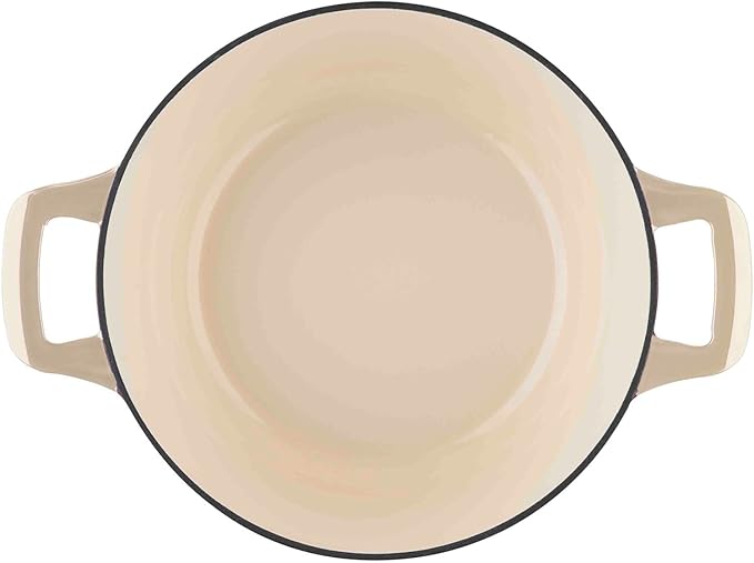 La Cuisine LC 2785 5 Piece Enameled Cast Iron Oval Casserole Cookware Set Cream