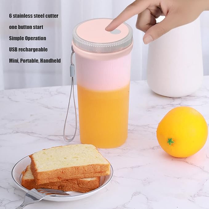 Tyenaza 300ml Electric Juicer Cup 5V 40W Handheld Portable USB Rechargeable 6 Stainless Steel Cutter Juicing Blender Cup