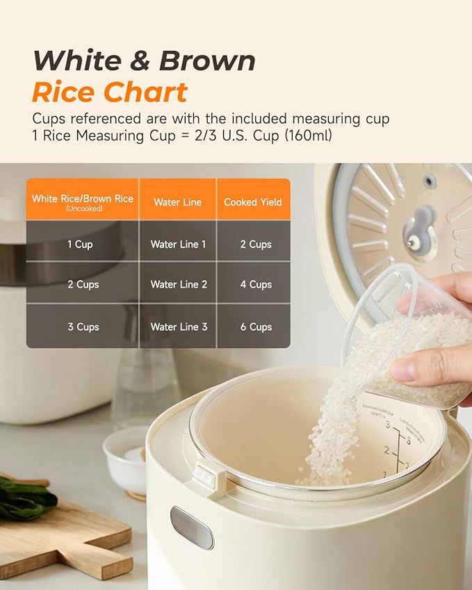 Feekaa Rice Cooker Small 3-Cup Uncooked / 6-Cup Cooked Compact Mini Rice Cooker Small Kitchen with Ceramic Coated Inner Pot Rice Maker with 6 Menu Options Low Temperature Cooking 12H Delay Timer