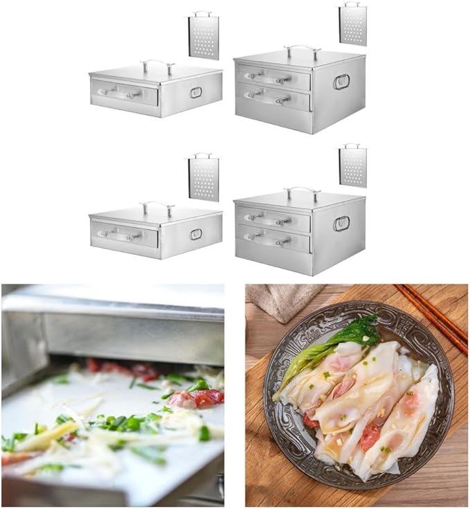 Stainless Steel Rice Noodles Steamer Rice Noodle Rolls Maker Cantonese Cuisine Roll Cooker with Trays 201 1 layer