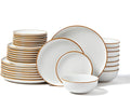 VEVOR Dinnerware Set Service for 8 (32 PCS) Round Plates and Bowls Sets Scratch Resistant Ceramic Dinner Ware Dishwasher and Microwave Suitable Kitchen Dish for Dessert Salad Soup Pasta White