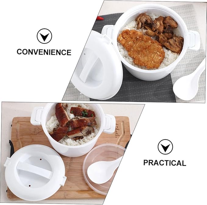 Cabilock 2Pcs Microwave Rice Cooker Large Capacity Plastic Steamer with Top Handle Portable Food Container for Home Office Dormitory Use
