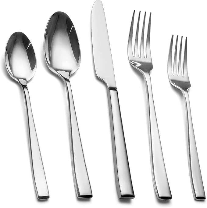 40 Piece Silverware Set Service for 8 EIUBUIE Premium Stainless Steel Cutlery Set Mirror Polished Flatware Sets Heavy Duty and Solid Modern Kitchen Eating Utensils Sets Include Spoons Forks Knives