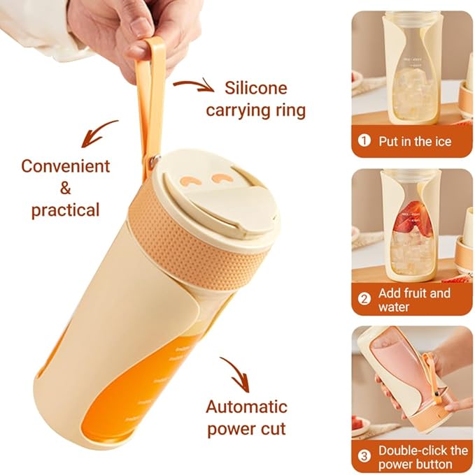 Blender Cup 450ML Mini Blender with 6 Stainless Steel Blades Portable Juice Cup for Home Sport Office Camping