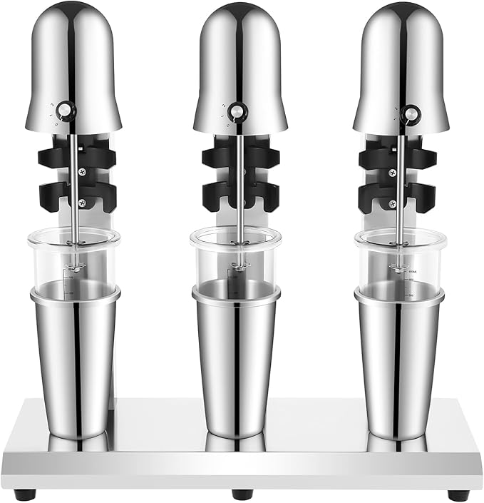 Milkshake Maker Machine Electric Milkshake Blender Maker Commercial Stainless Steel Milk Shaking Machine 3 Heads Milk Shaker Electric Drink Mixer for Home Bars Milkshakes (Style 7 Three-head)