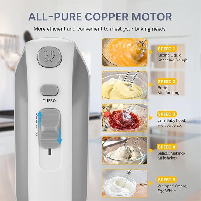 350W Electric Hand Mixer 5 Speed Food Blender Handheld Mixer Egg Beater Automatic Cream (A (A As the picture shows)