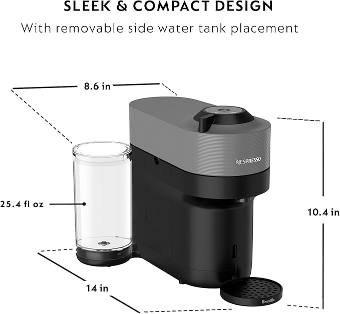Nespresso Vertuo Pop+ Coffee and Espresso Maker by Breville Dark grey Descaling Kit
