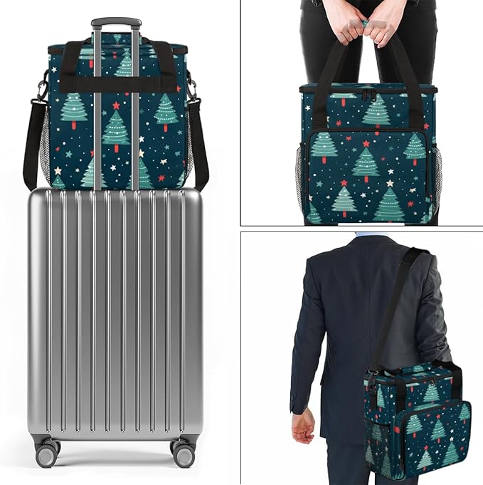 Christmas Tree Coffee Maker Carrying Bag Abstract Tree Travel Storage Bag Compatible with K-Mini or K-Mini Plus Single Serve Coffee Brewer Carrying Case with Multiple Pockets &amp Shoulder Strap