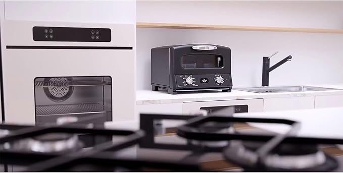 Countertop Toaster Oven Compact Kitchen Appliance with Graphite Heating Technology Black