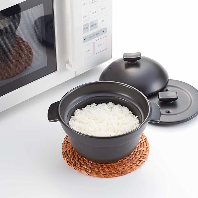 Santo Banko Ware 18237 Microwave Rice Cooker 3 Cups Approx. 56.3 fl oz (1600 ml) Microwave Oven Direct Flame Compatible Cream Made in Japan