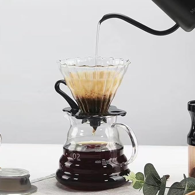 Pour Over Coffee Maker20 oz Borosilicate Glass Coffee Carafe Plastic Collar Coffee Maker Carafe 600 ml Clearfor Home Café Restaurant and Camping