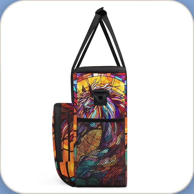 Coffee Maker Carrying Bag Horse Glass Single Cup Coffee Maker Travel Bag Compatible with Keurig K-Mini or K-Mini Plus Portable Storage Bag with Shoulder StrapAZ-198