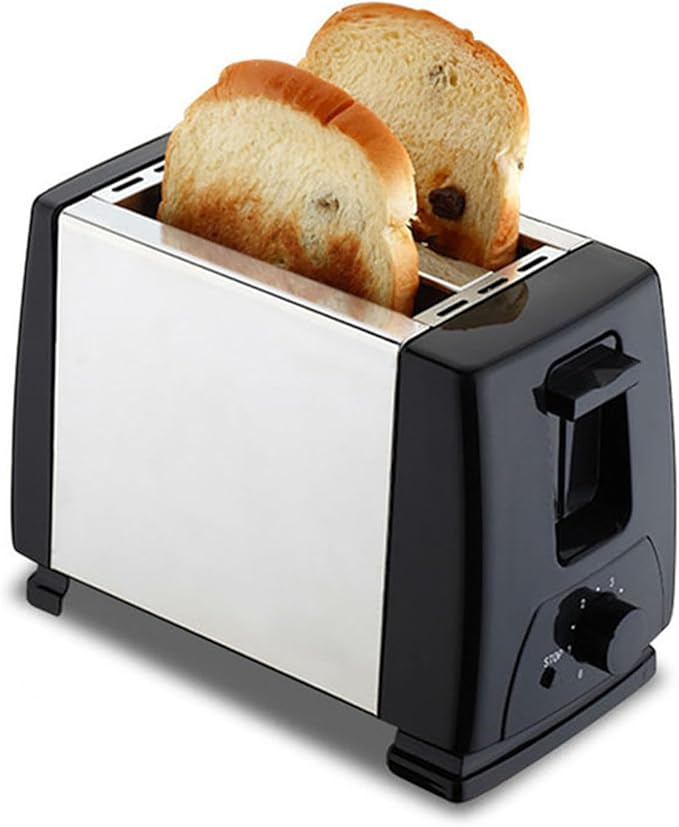 2- Slice Extra-wide Slot Toaster 7 Toast Settings Slide-out Crumb Tray for Bagels Waffles Specialty Breads Pastries Snacks Black and Stainless Steel