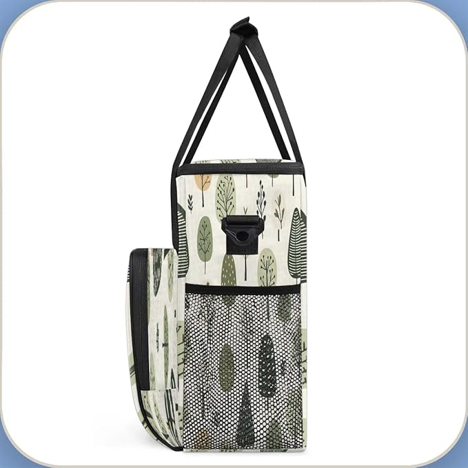 Cute Trees Print Coffee Maker Carrying Bag Compatible with K-Mini or K-Mini Plus Portable Single Cup Coffee Maker Case with Pockets for K Cup Pods