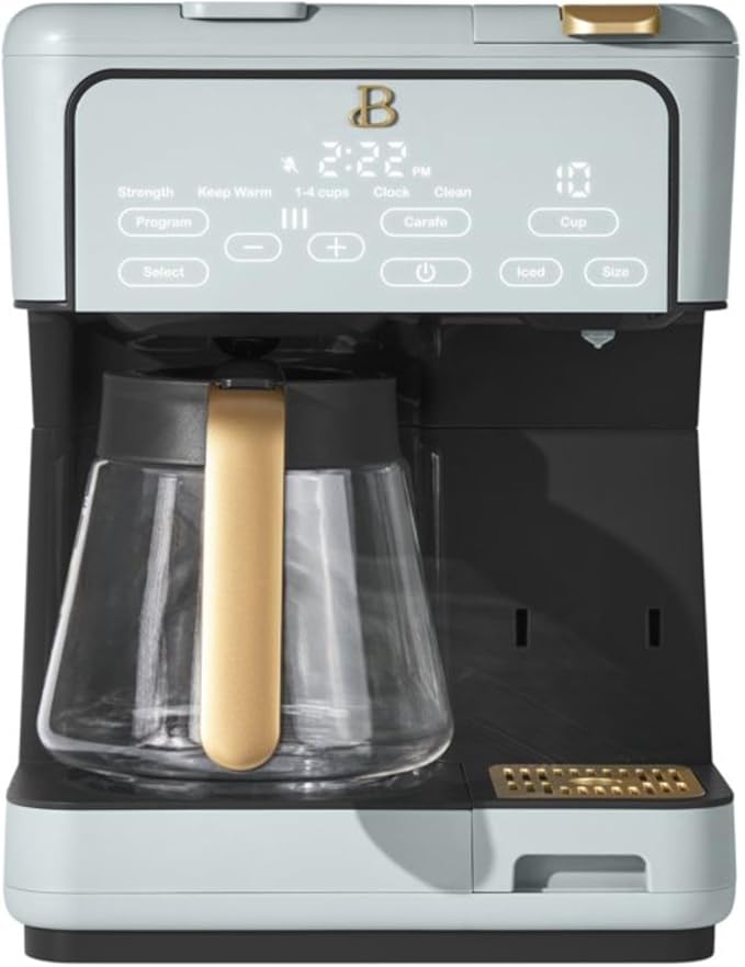 Dual Function Coffee Maker with 12 Cup Drip Brewing and Single Cup Option Programmable Control Panel (Hydrangea)