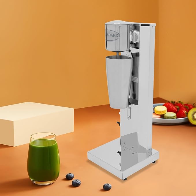 180W Electric Milkshake Maker 110V 18000RMP Commercial Stainless Steel Drink Mixer Machine Smoothie Malt with 2 Speed Adjustable Commercial Stand Milkshake Maker (Single Head)
