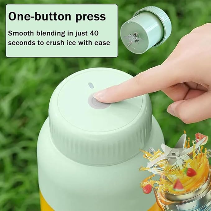 Portable Blender 27 Oz Electric Citrus Juicer with Straw and Two Lids Multifunctional Large-Capacity Wireless Blenders for Smoothies Shakes Food Prep &amp Frozen Blending (green2pcs)