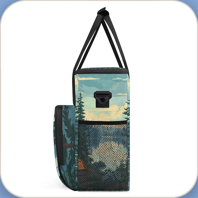 Forest Camping Coffee Maker Travel Bag for Keurig K-Mini/K-Mini Plus Insulated Waterproof Tote with Pockets for K-Cup Portable Single-Serve Brewer Case
