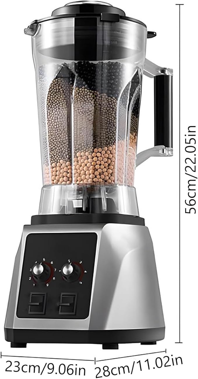 Commercial Blender 2200W Smoothie Blender with 9 Gears Speed Adjustable 6L Fully Automatic Soy Milk Maker Machine with 8-Blade Nut Processor Machine Lid with Clasp for Home and Business Use