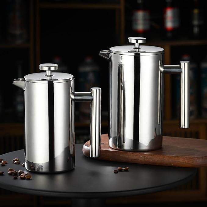 French Presses 304 Stainless Steels Double Walled Insulated Thermal Coffee Maker Handle Baristas Accessories Double Walled Insulated Coffee Pots