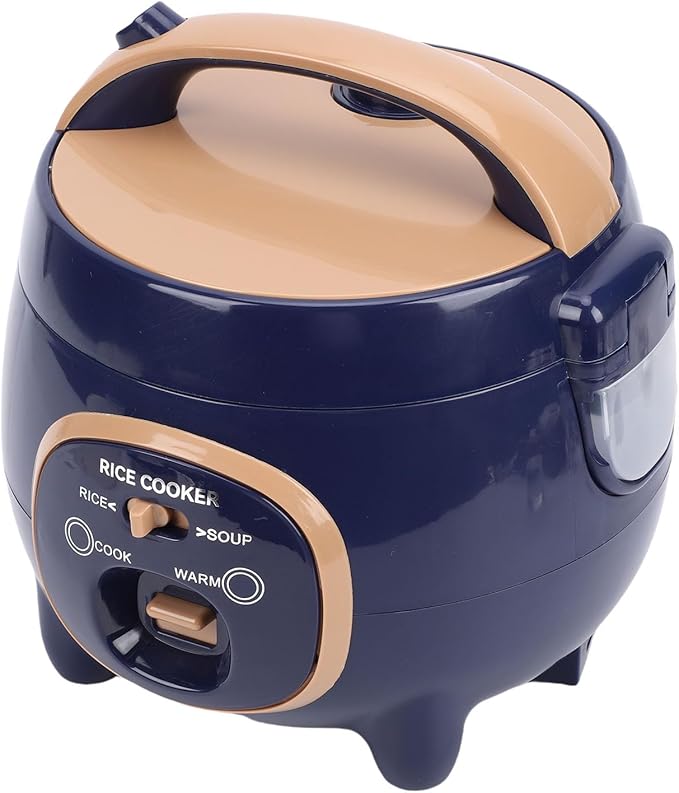Mini Rice Cooker 300W 1.8L Portable Rice Maker with Steaming Basket Nonstick Electric Small Cooker for Grain Soup Stews Oats Home Kitchen (US Plug 110V)